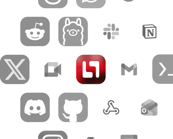 Cloud apps Stuard connects to — Gmail, Drive, Slack, GitHub, Notion, Discord and more, surrounding the Stuard mark
